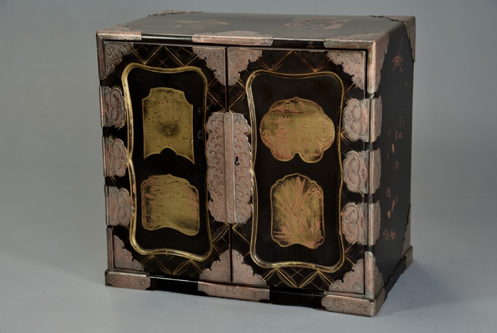 Early 20th century Japanese two door lacquered table cabinet