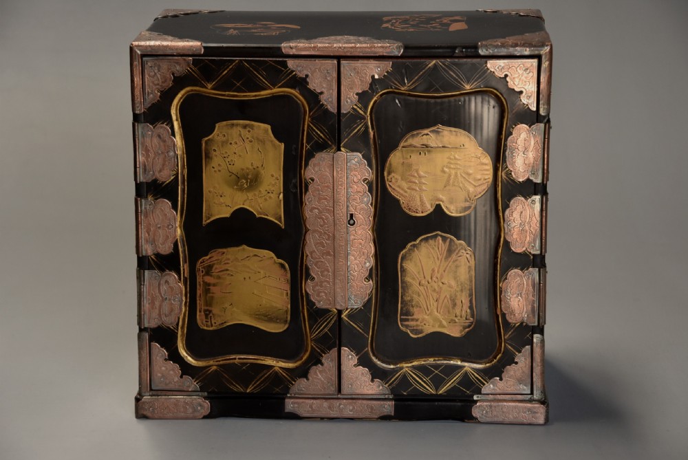 Early 20th century Japanese two door lacquered table cabinet View III