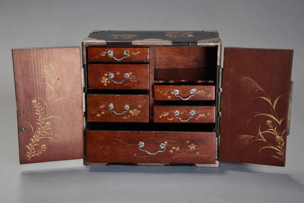 Early 20th century Japanese two door lacquered table cabinet View VII