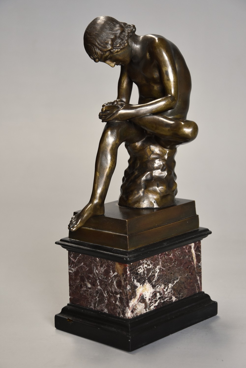 19thc French bronze figure of 'Spinario' or 'Boy with thorn in his foot', after the Antique
