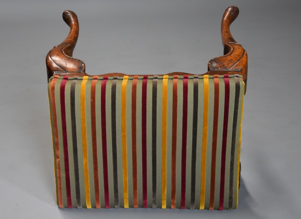 Early 20th century walnut cabriole leg stool in the Queen Anne style View IX