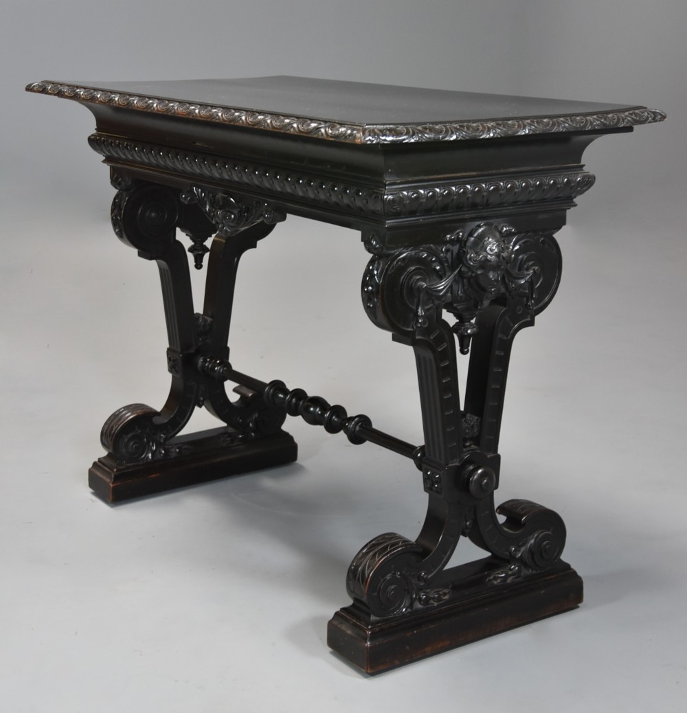 Late 19th century ebonised walnut centre table in the Renaissance style