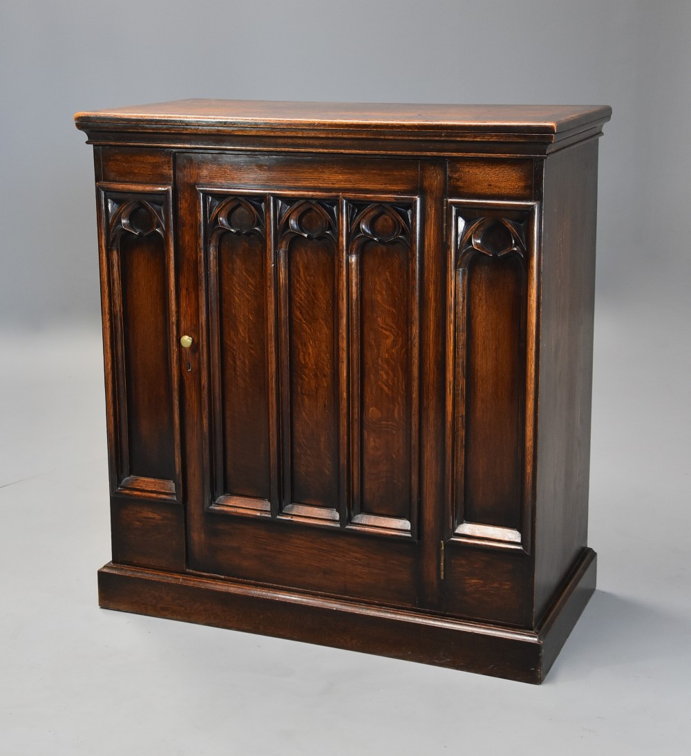 Late 19th century Gothic style oak cupboard