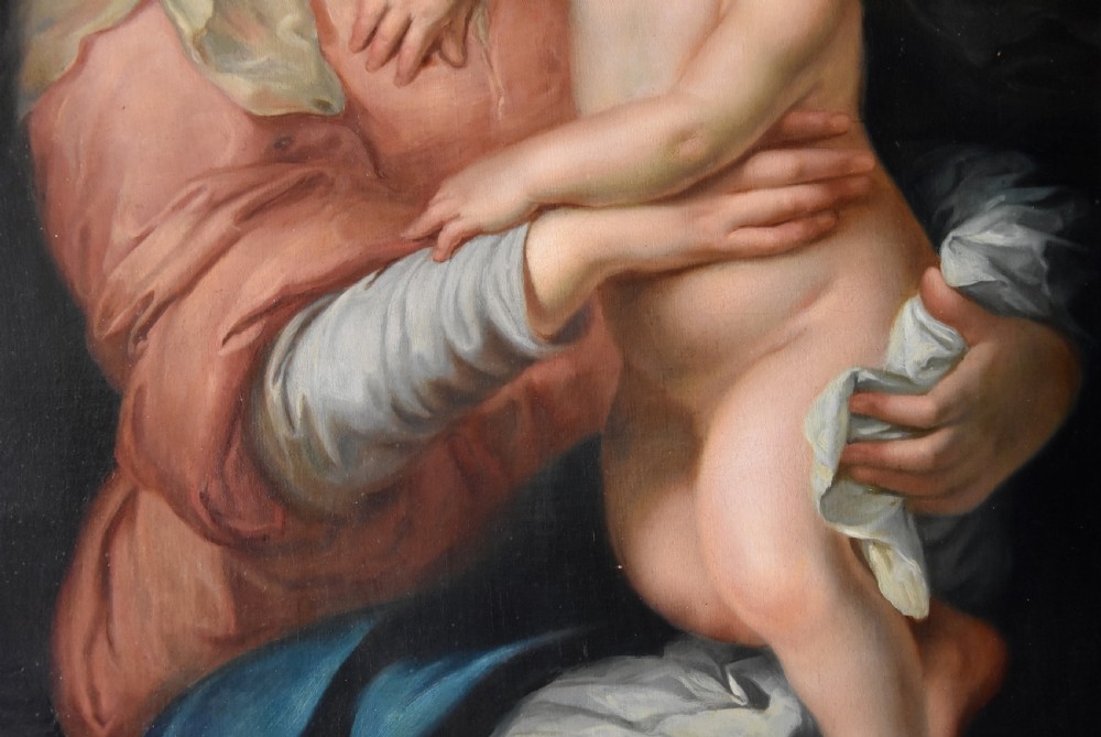 Large finely executed 19thc oil painting of 'The Madonna & Child' by Luigi Pompignoli, after the original by Murillo (1618-1682) View V