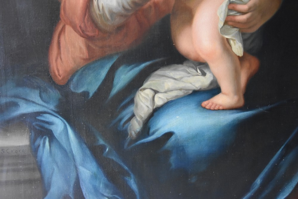 Large finely executed 19thc oil painting of 'The Madonna & Child' by Luigi Pompignoli, after the original by Murillo (1618-1682) View VI