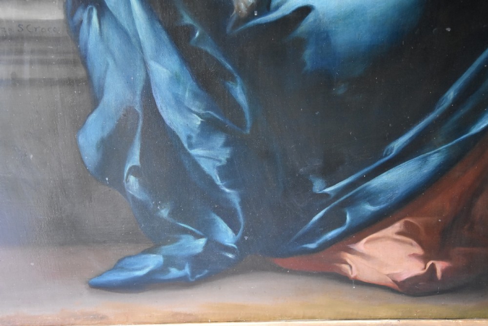 Large finely executed 19thc oil painting of 'The Madonna & Child' by Luigi Pompignoli, after the original by Murillo (1618-1682) View VII