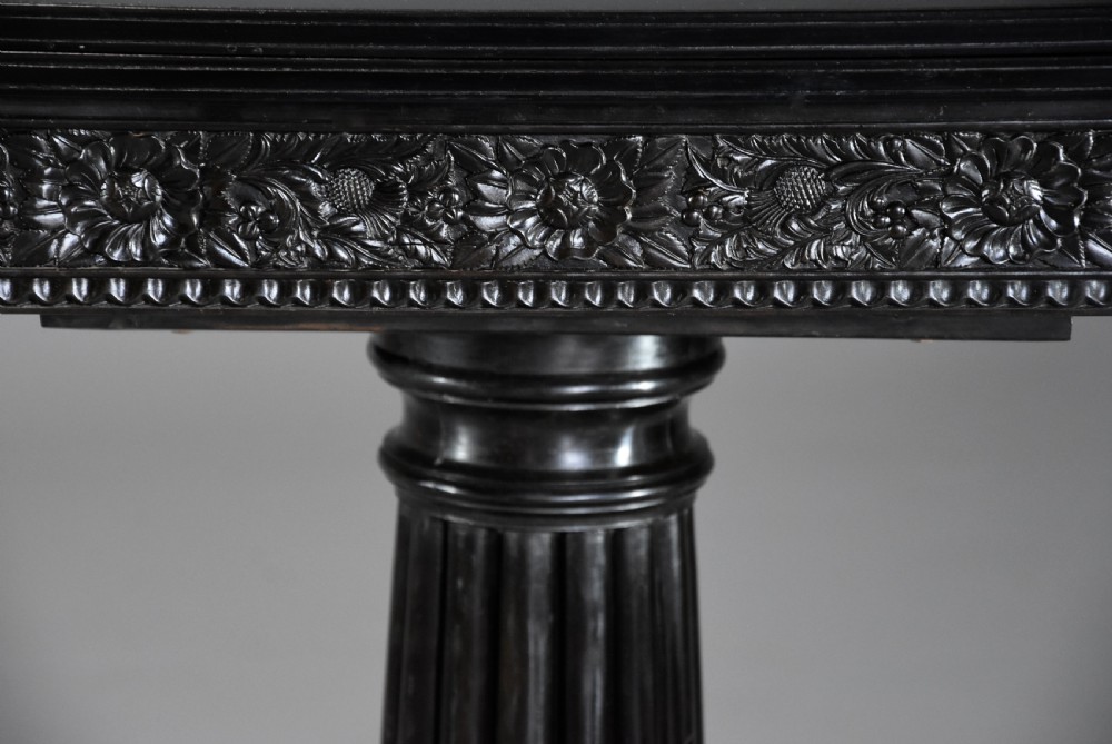 Rare early-mid 19th century Ceylonese solid ebony card or games table from the Galle district View V