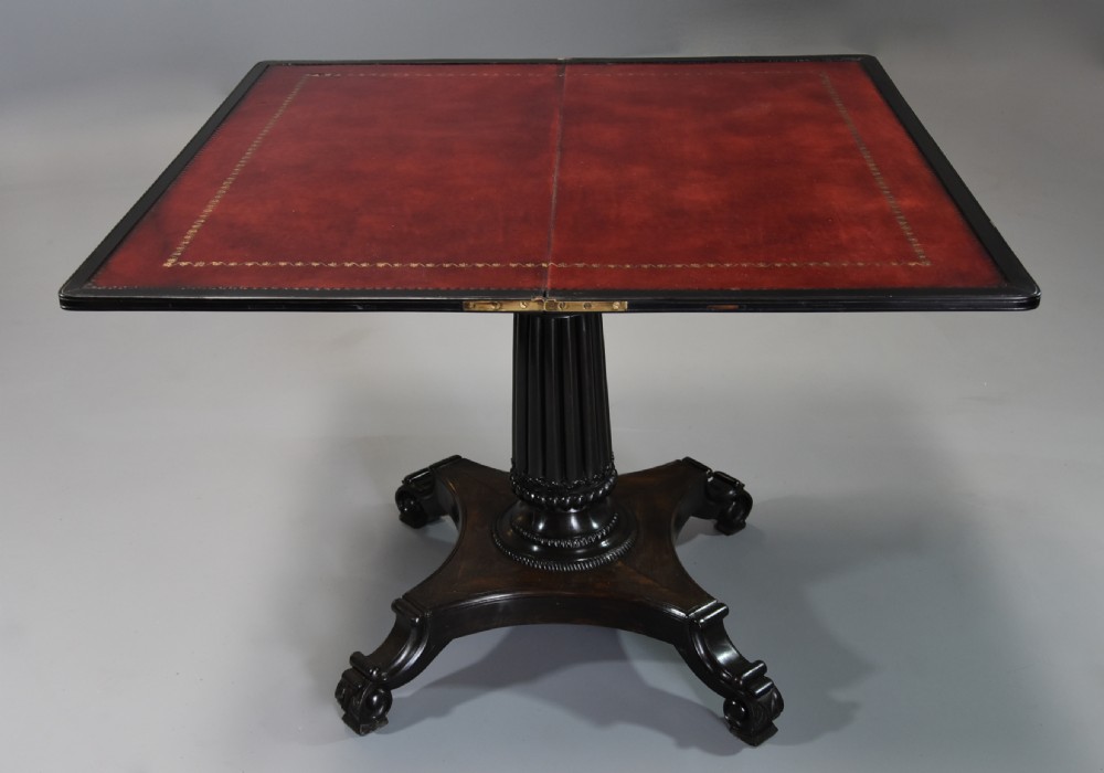 Rare early-mid 19th century Ceylonese solid ebony card or games table from the Galle district View XI