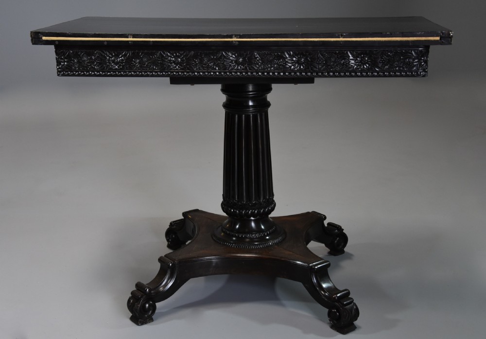 Rare early-mid 19th century Ceylonese solid ebony card or games table from the Galle district View XIII