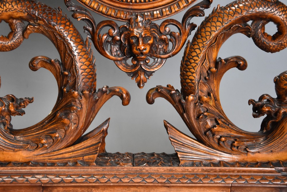 Exhibition quality superbly carved mid 19th century Italian lime wood table mirror View VIII