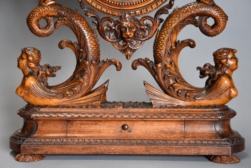 Exhibition quality superbly carved mid 19th century Italian lime wood table mirror View IX