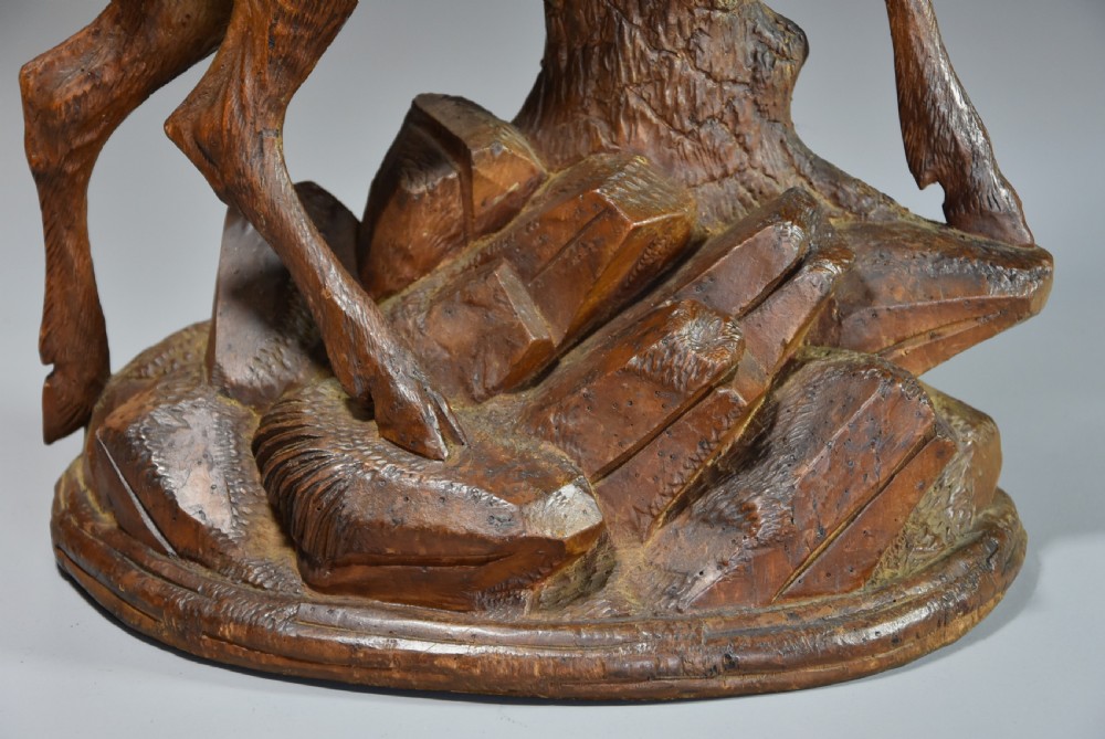 Late 19th century Black Forest finely carved linden wood figure of a chamois View VIII