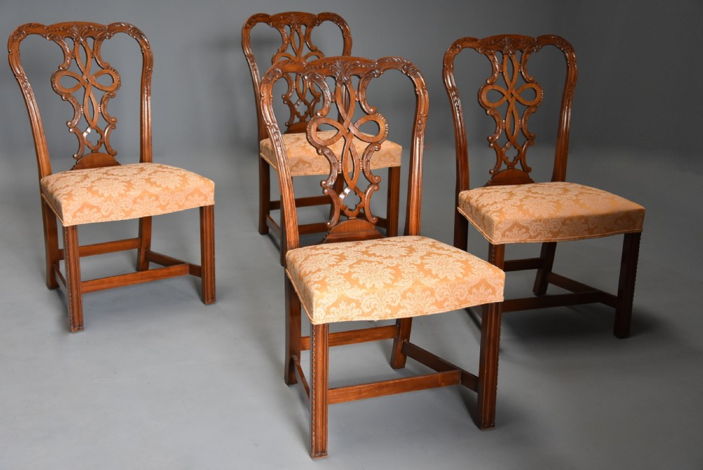 Set of four fine quality early 20th century mahogany Chippendale style chairs View III