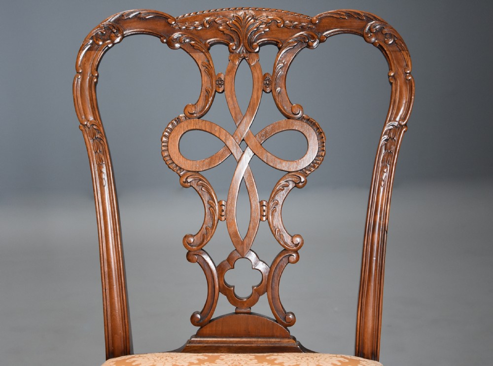 Set of four fine quality early 20th century mahogany Chippendale style chairs View VIII