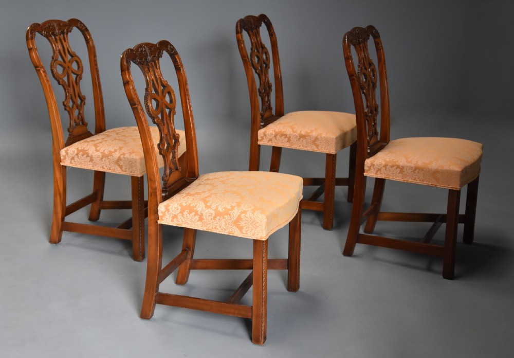 Set of four fine quality early 20th century mahogany Chippendale style chairs View XII
