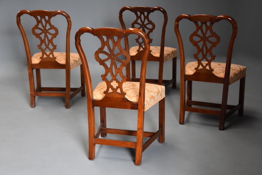 Set of four fine quality early 20th century mahogany Chippendale style chairs View XIII