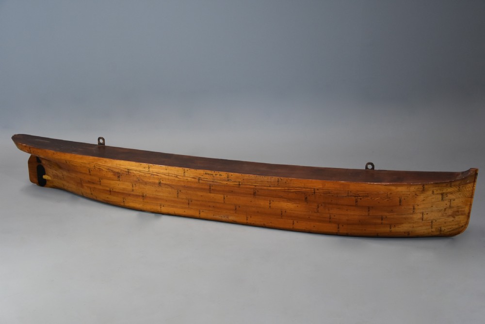 Large late 19th century pine shipwright's half hull model of a steamboat or paddle steamer View II
