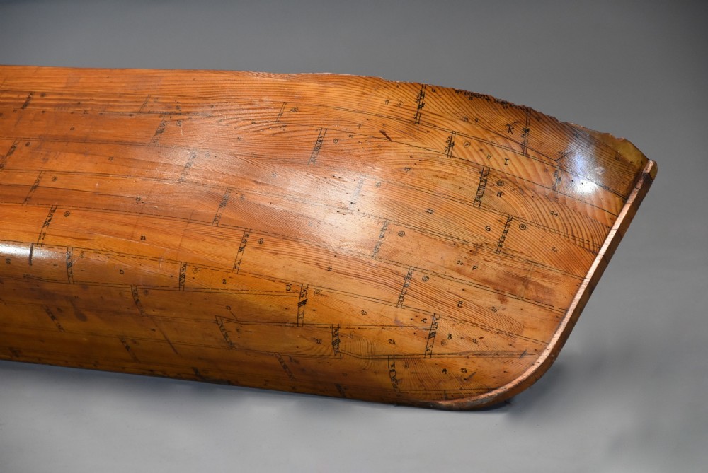 Large late 19th century pine shipwright's half hull model of a steamboat or paddle steamer View IV