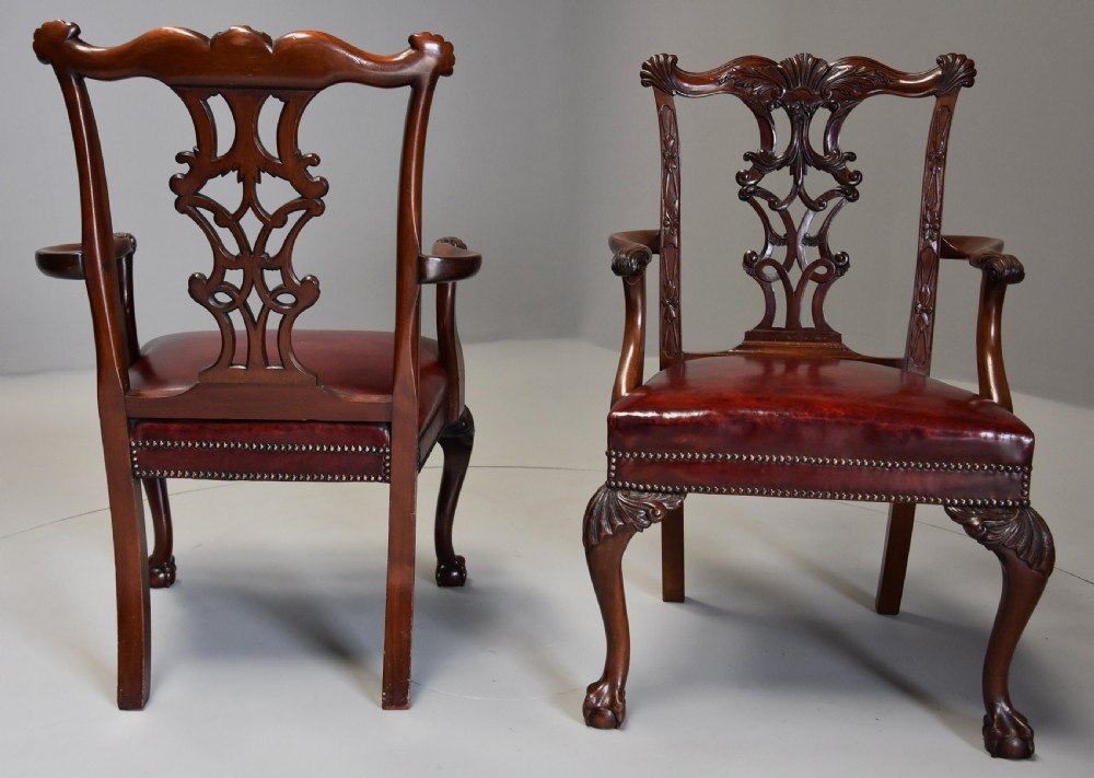 Superb pair of late 19th century mahogany open armchairs in the Chippendale style View VI