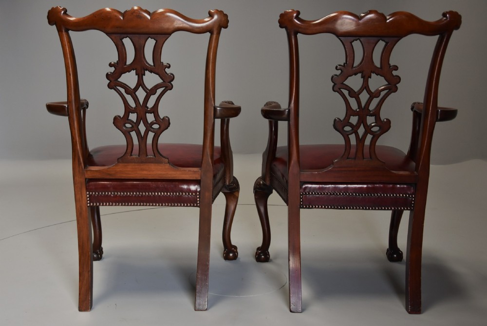 Superb pair of late 19th century mahogany open armchairs in the Chippendale style View XIII