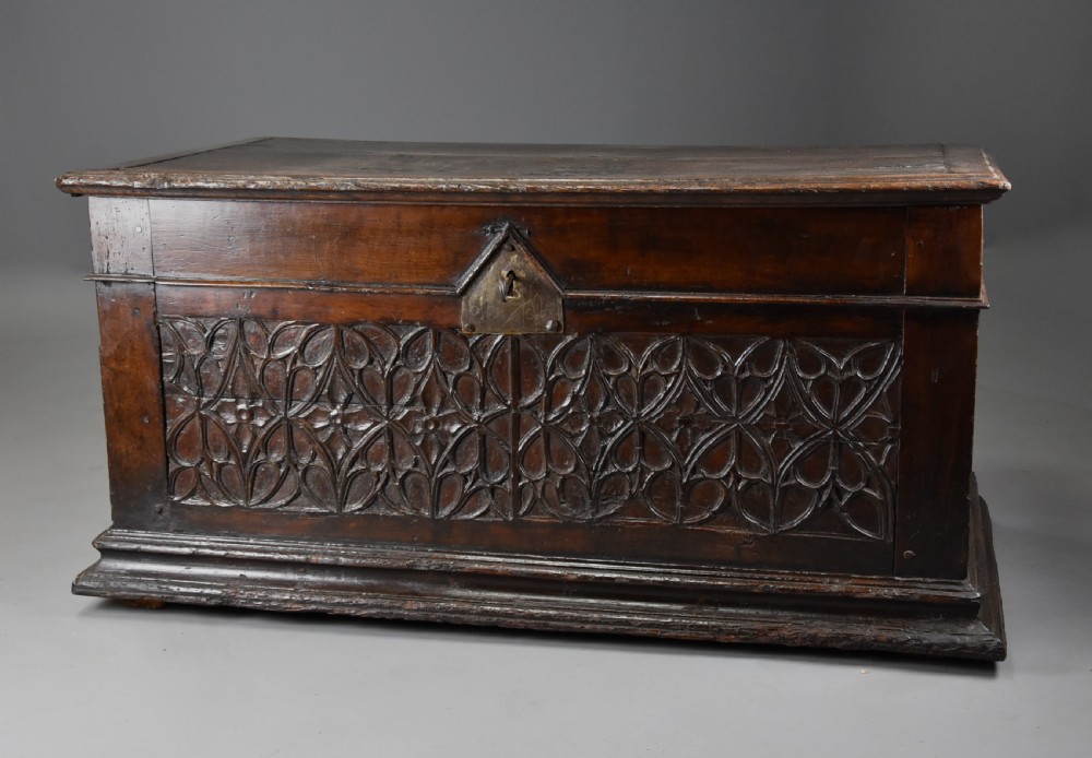 Extremely rare French early 16th century fruitwood (cherry) coffer of superb patina View IV