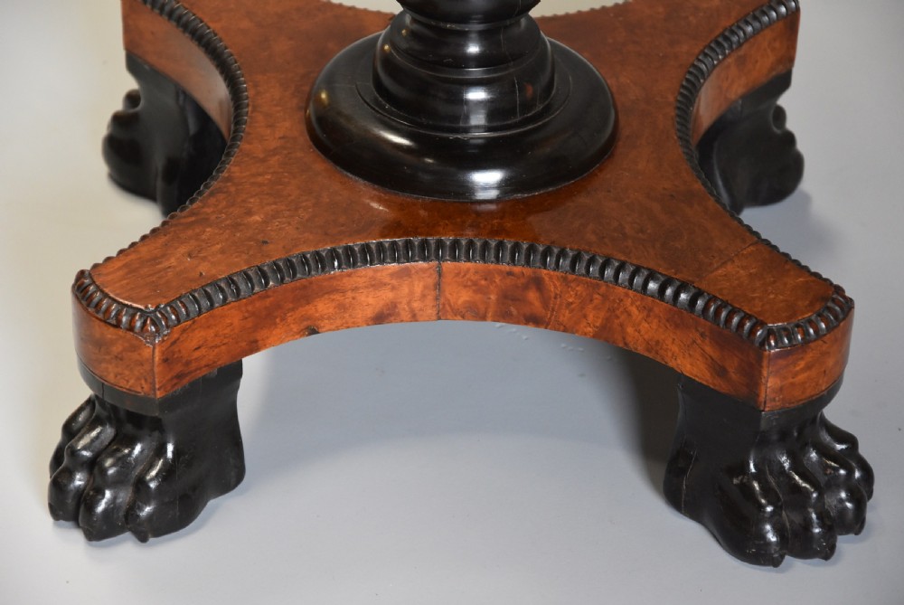 Exceptionally rare early 19thc Anglo Chinese amboyna & macassar ebony work table drum table View XIII