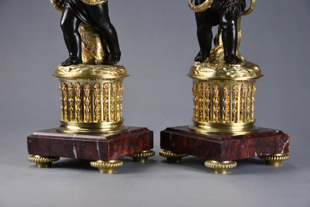 Pair of fine quality French late 19th century ormolu & bronze candelabra in the manner of Clodion View XI