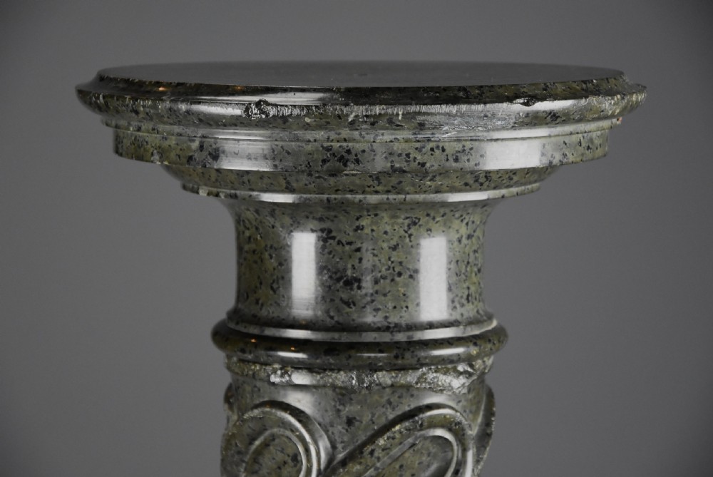 French mid 19th century green serpentine marble column View IV