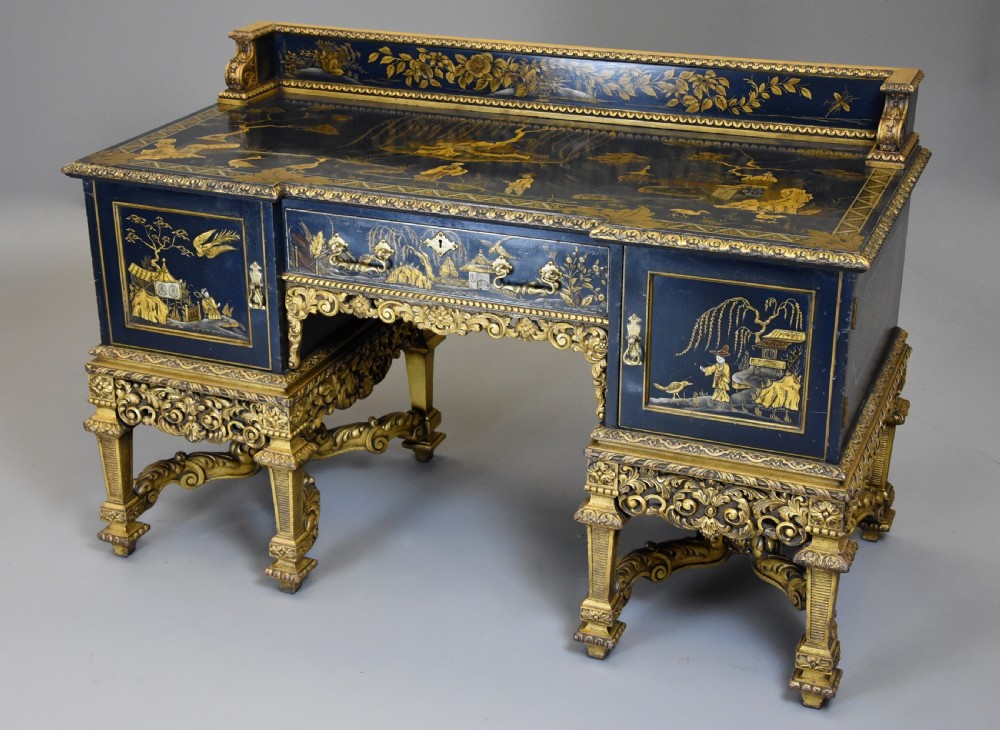 Superb quality highly decorative early 20th century Charles II style Chinoiserie dressing table or desk