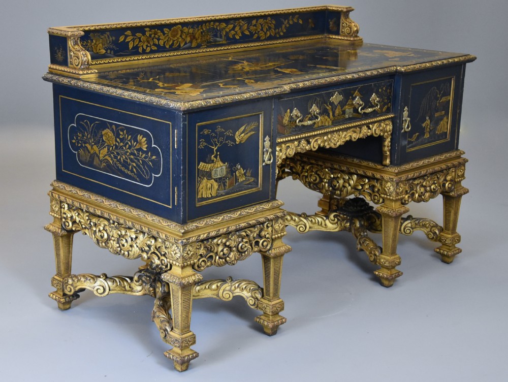 Superb quality highly decorative early 20th century Charles II style Chinoiserie dressing table or desk View IV