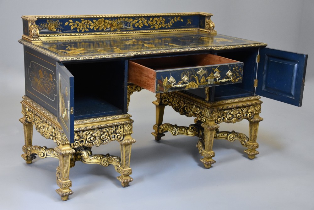 Superb quality highly decorative early 20th century Charles II style Chinoiserie dressing table or desk View V