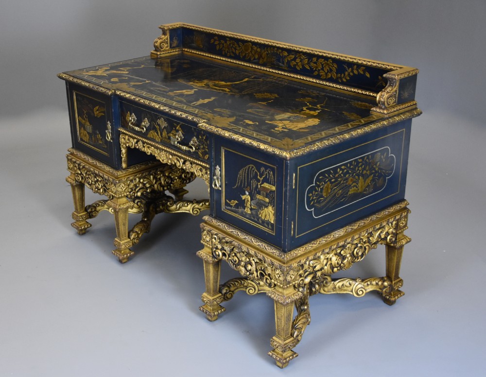 Superb quality highly decorative early 20th century Charles II style Chinoiserie dressing table or desk View VI