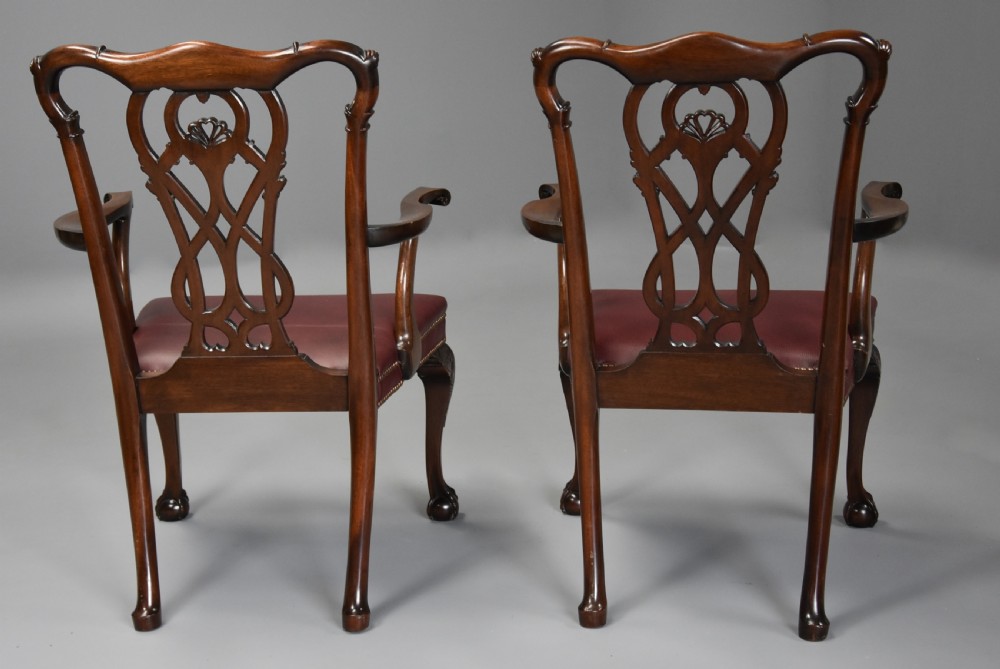 Superb quality large set of twenty one late 19thc Chippendale style mahogany dining chairs of excellent patina View XV
