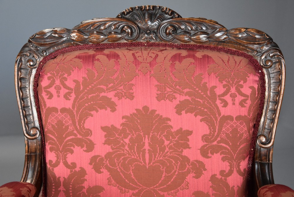 Pair of fine quality French 19th century walnut fauteuils or open armchairs View X