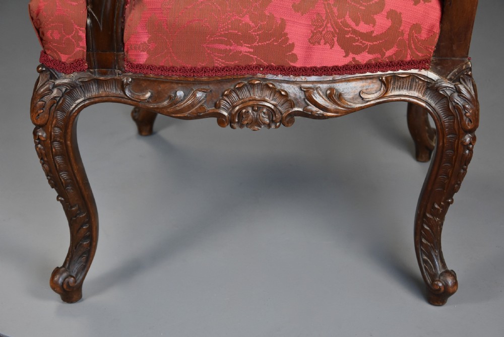 Pair of fine quality French 19th century walnut fauteuils or open armchairs View XIII