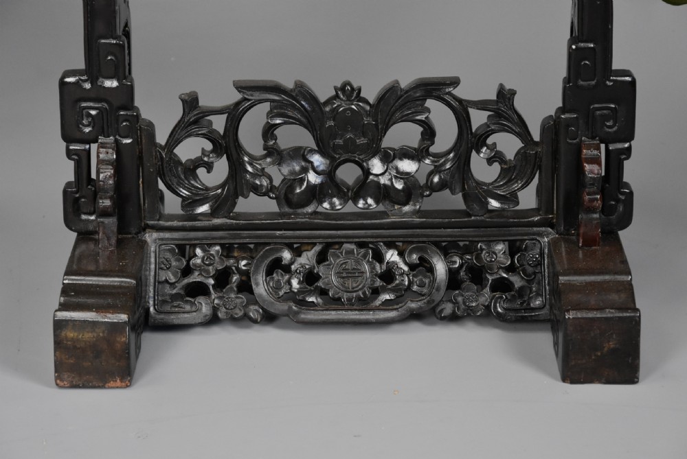 Large fine quality highly decorative late 19thc Chinese hardwood dinner gong with striker View VI