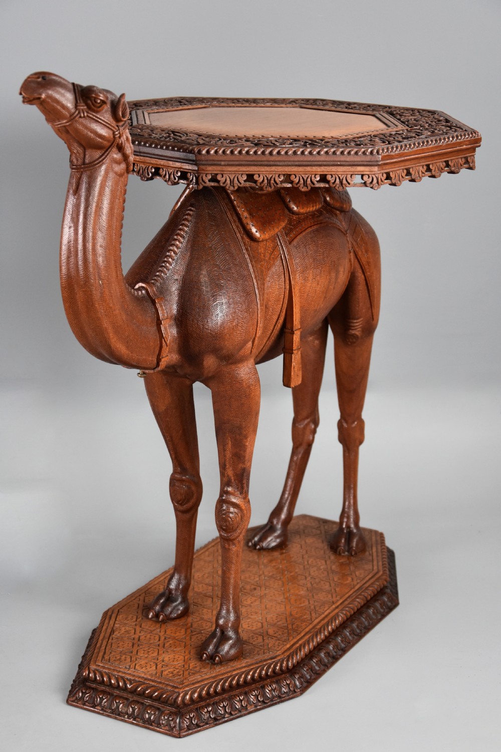 Late 19th century Anglo Indian hardwood camel table of superb quality, possibly from the Gujarat region of India View V