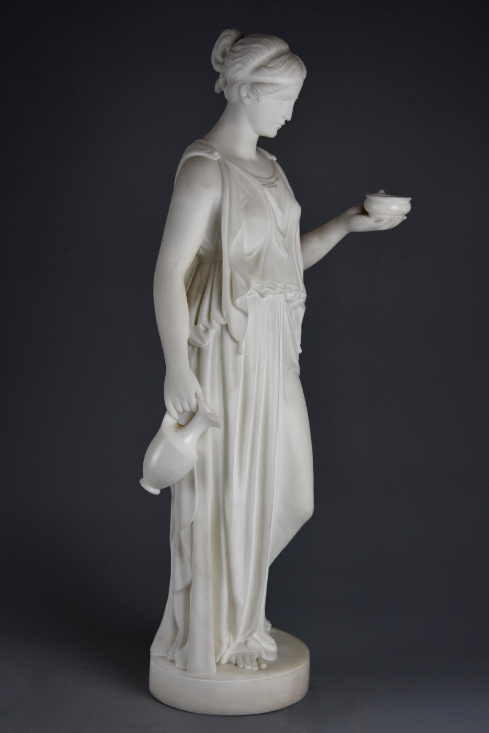 Fine quality mid 19thc carved marble figure of Hebe, goddess of youth after Bertel Thorvaldsen (1770-1844)