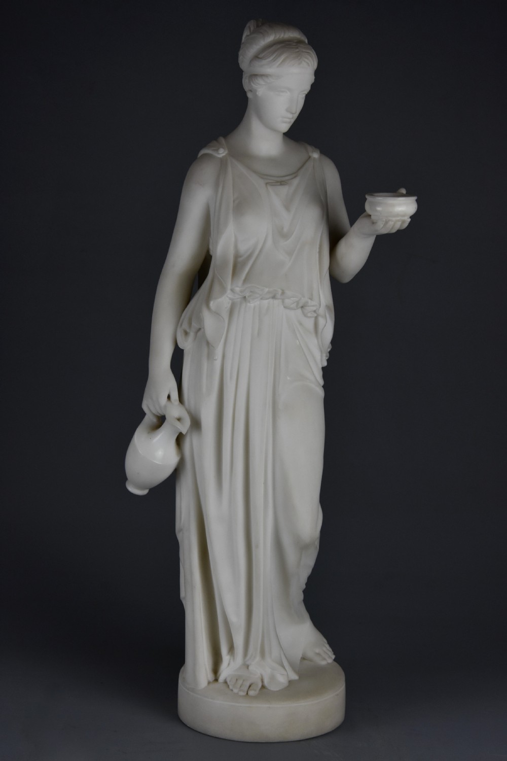 Fine quality mid 19thc carved marble figure of Hebe, goddess of youth after Bertel Thorvaldsen (1770-1844) View II