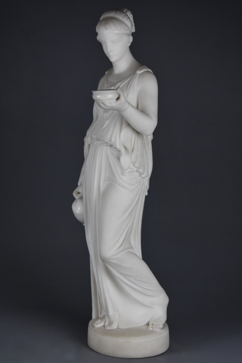 Fine quality mid 19thc carved marble figure of Hebe, goddess of youth after Bertel Thorvaldsen (1770-1844) View III