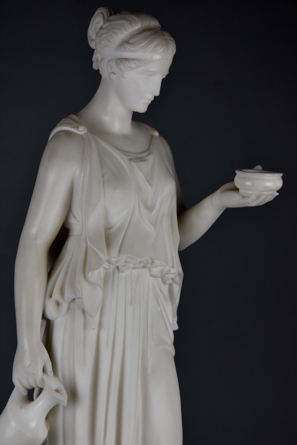 Fine quality mid 19thc carved marble figure of Hebe, goddess of youth after Bertel Thorvaldsen (1770-1844) View IV