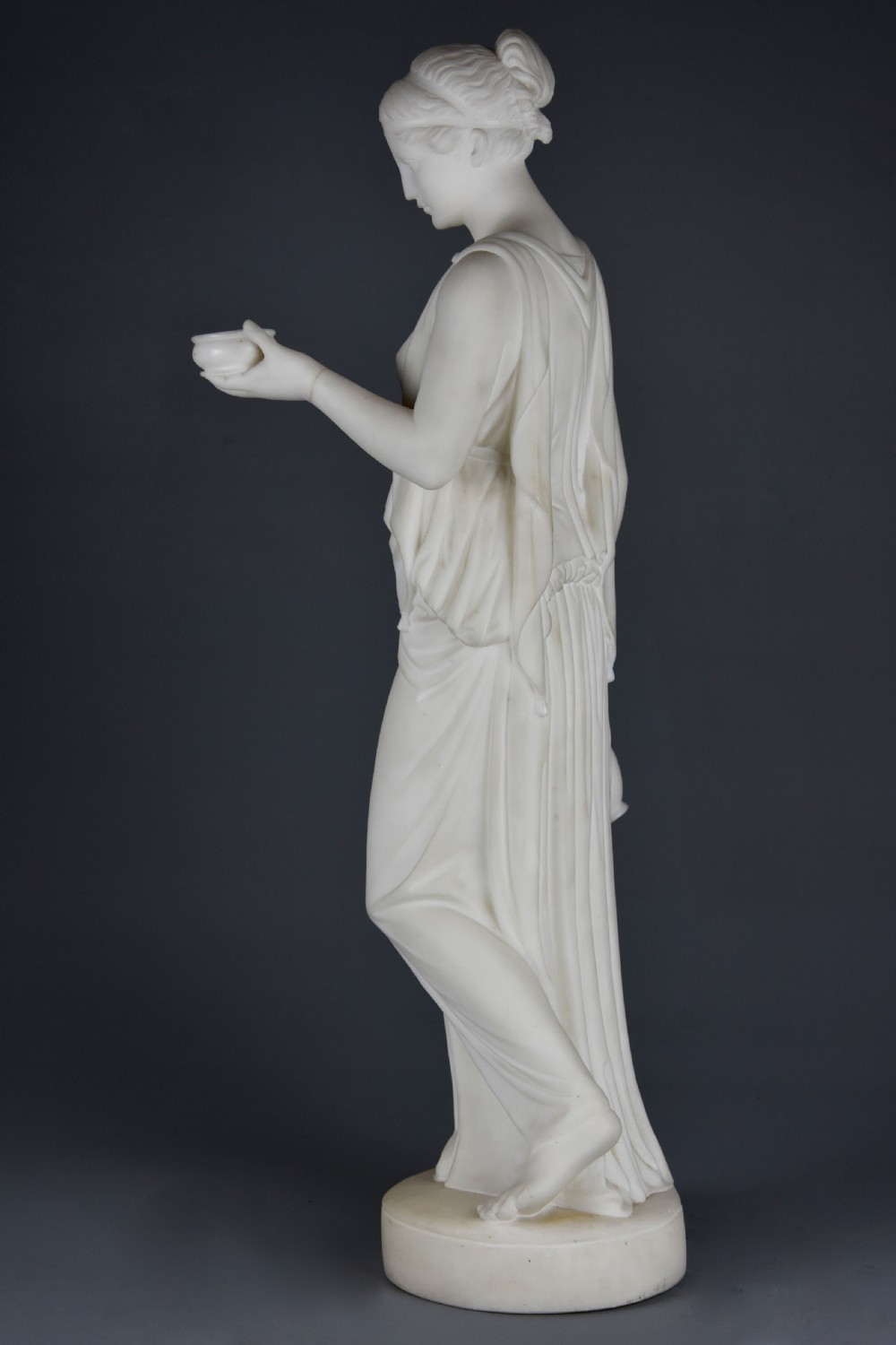 Fine quality mid 19thc carved marble figure of Hebe, goddess of youth after Bertel Thorvaldsen (1770-1844) View VII