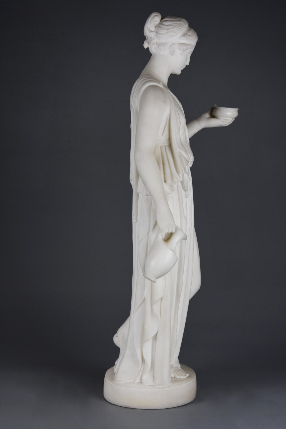 Fine quality mid 19thc carved marble figure of Hebe, goddess of youth after Bertel Thorvaldsen (1770-1844) View VIII