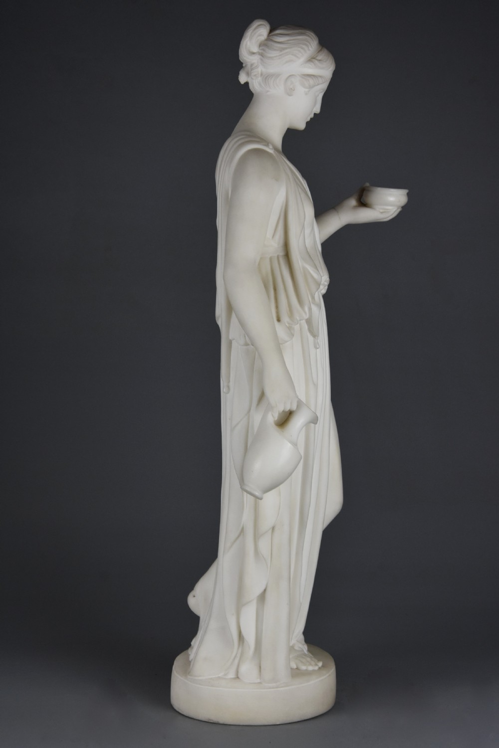 Fine quality mid 19thc carved marble figure of Hebe, goddess of youth after Bertel Thorvaldsen (1770-1844) View IX