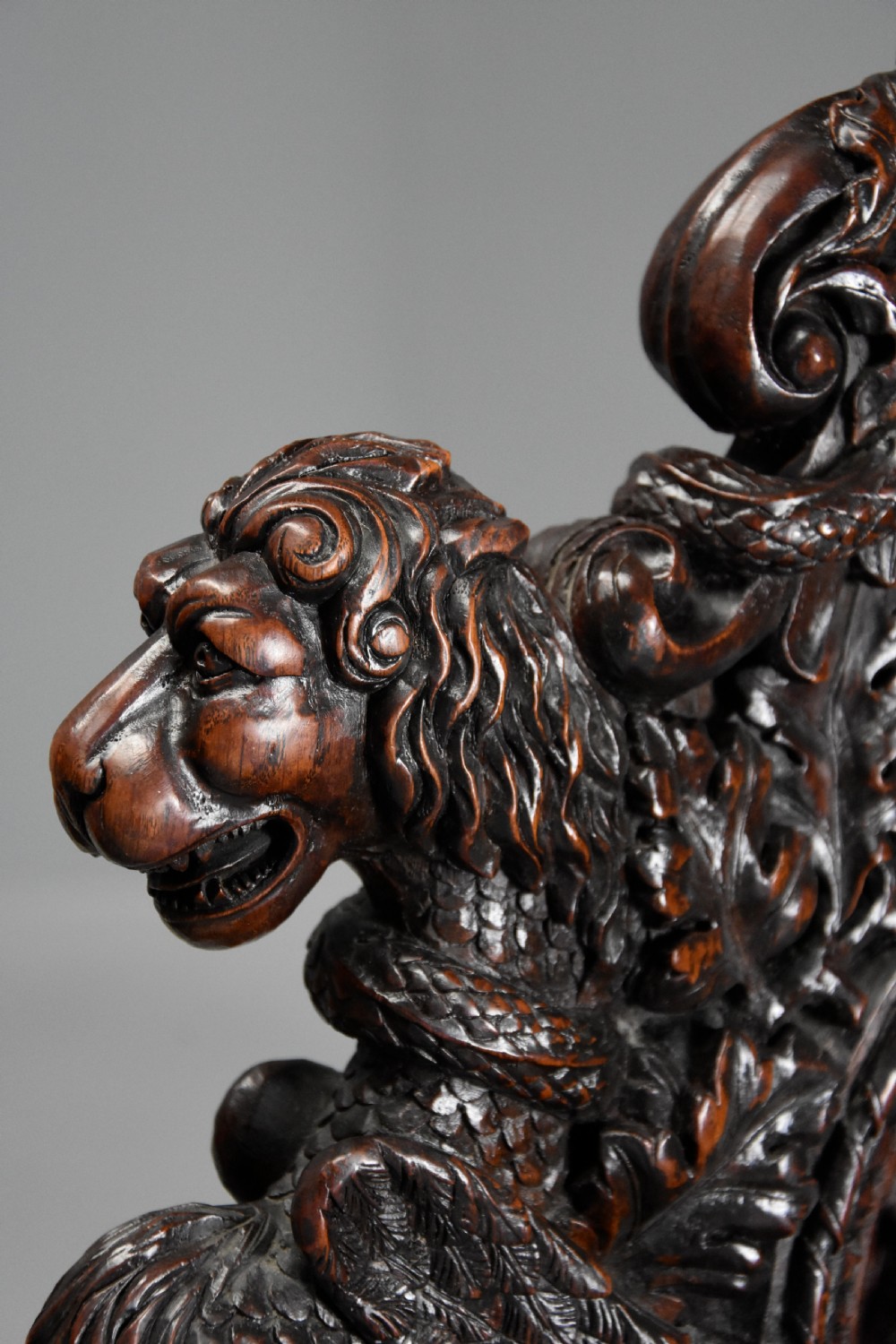 Superb pair of mid 19thc Exhibition quality carved oak chairs of large proportion View X