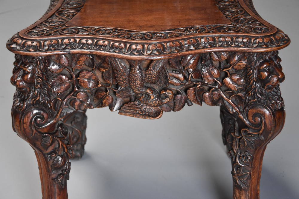 Superb pair of mid 19thc Exhibition quality carved oak chairs of large proportion View XII
