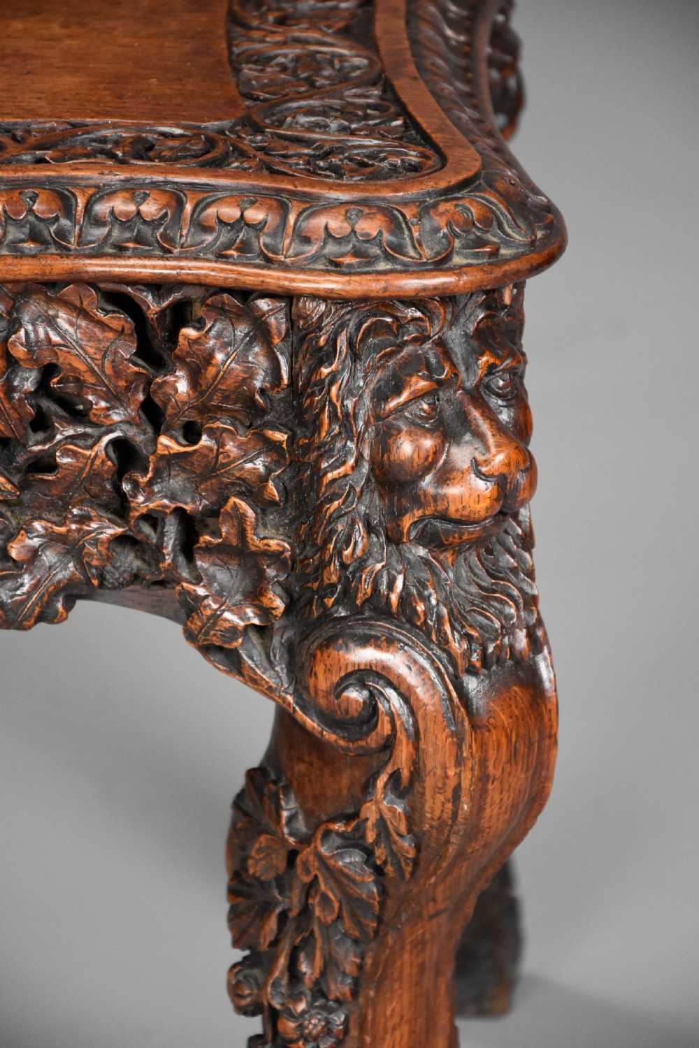 Superb pair of mid 19thc Exhibition quality carved oak chairs of large proportion View XIII