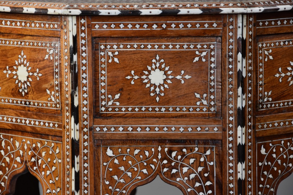 Superb quality late 19th century Anglo Indian inlaid hardwood octagonal table View V