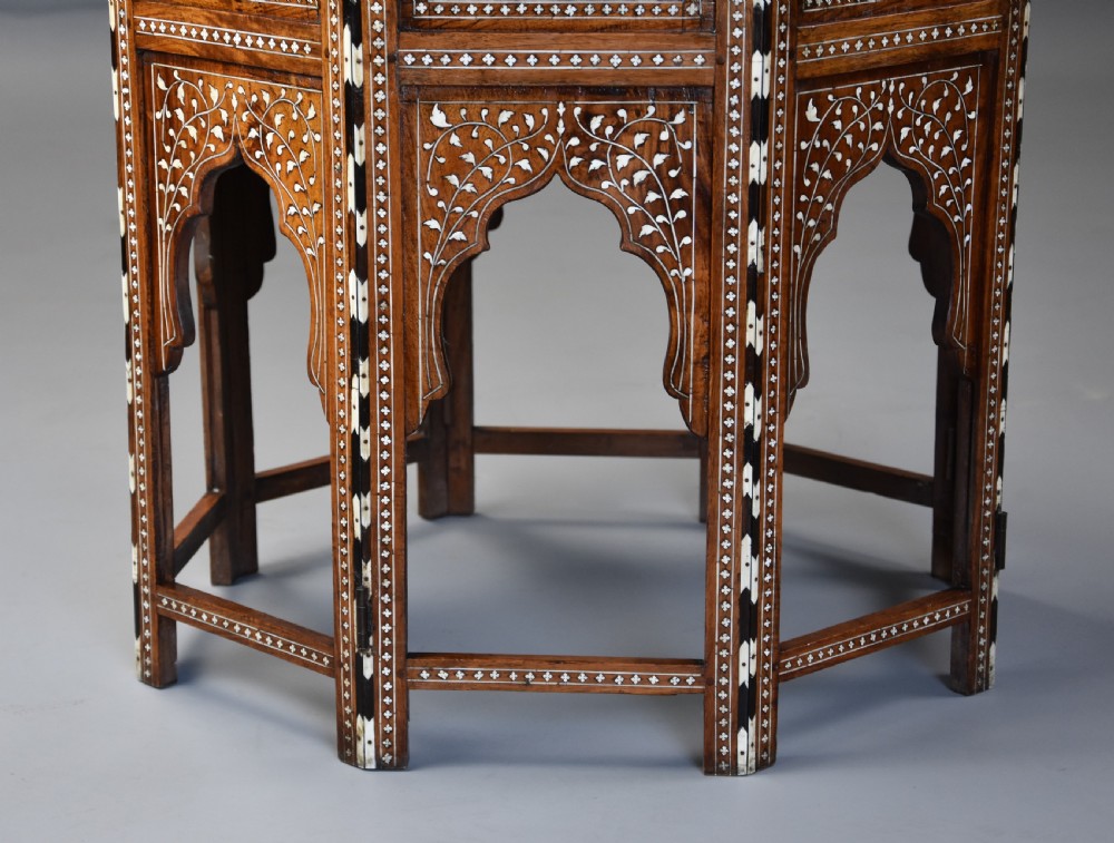 Superb quality late 19th century Anglo Indian inlaid hardwood octagonal table View VIII
