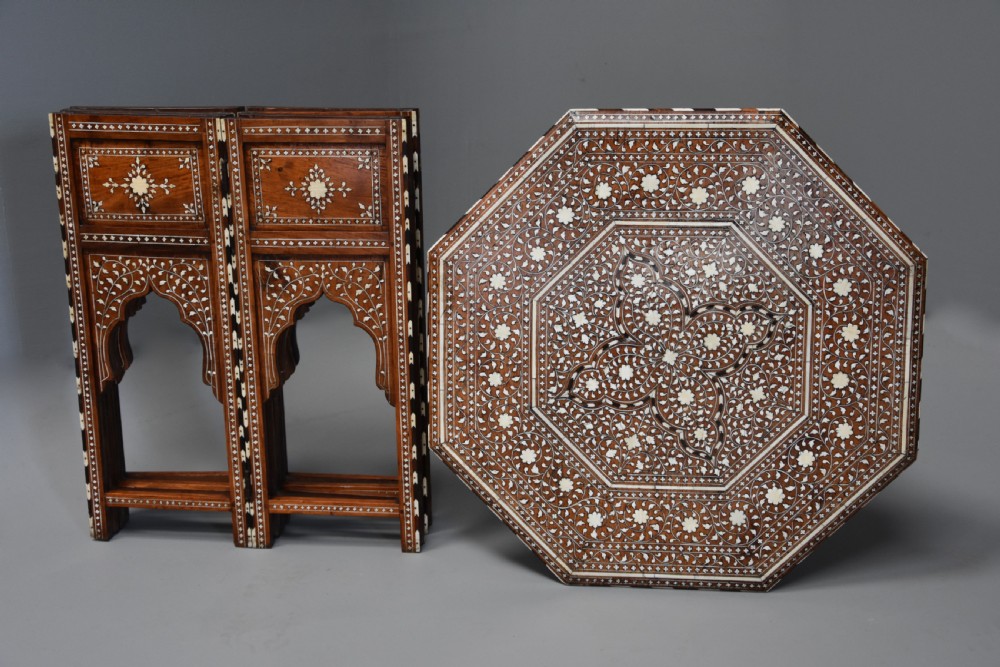 Superb quality late 19th century Anglo Indian inlaid hardwood octagonal table View XI